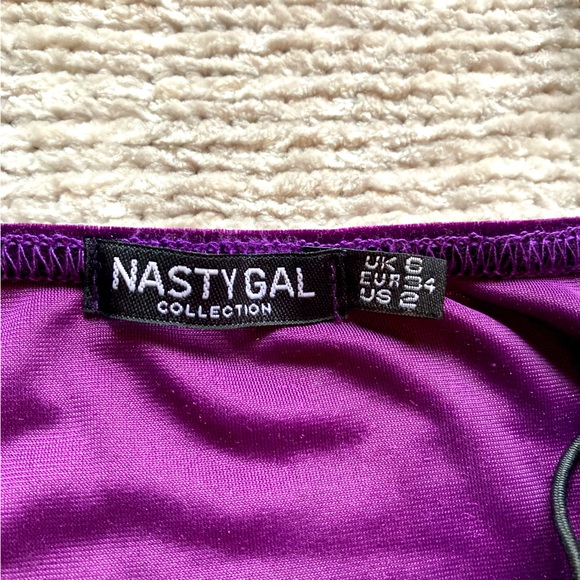 Nasty Gal Velvet Crop Top Purple Bandeau Fairy Goth 2 - Picture 2 of 3
